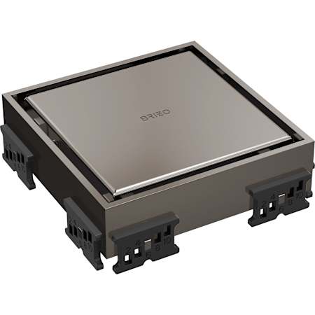 Brizo 4" Square Tile Drain with Dual Grate Installation - Less Rough In Brilliance Black Onyx
