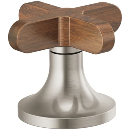 Brizo Widespread Lavatory Low Teak Cross Handles Only Brilliance Brushed Nickel