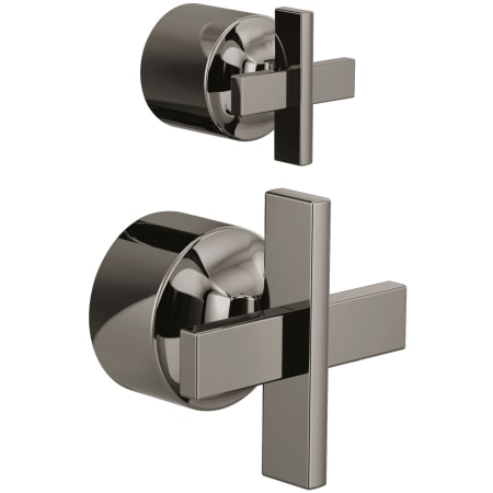 Brizo Levoir Cross Handles for Pressure Balance Valve Trim with Integrated Diverter Brilliance Black Onyx