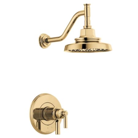 Brizo Invari Shower Only Trim Package with 1.75 GPM Multi Function Shower Head with H2Okinetic and TempAssure Technology Polished Gold