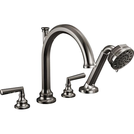 Brizo Beauclere Deck Mounted  Roman Tub Filler with Integrated Diverter and Hand Shower - Less Handles and Rough In Brilliance Black Onyx