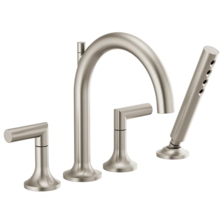 Brizo Odin Deck Mounted Roman Tub Filler with Hand Shower - Less Handles and Rough In Brilliance Brushed Nickel
