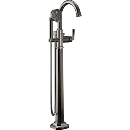 Brizo Beauclere Floor Mounted Roman Tub Filler with Built-In Diverter and Hand Shower - Less Handle and Rough In Brilliance Black Onyx