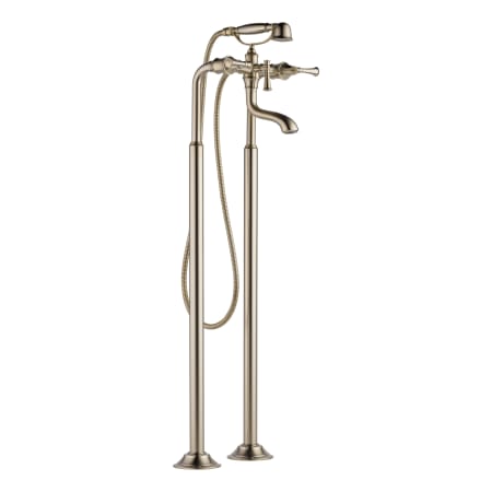 Brizo Floor Mounted Tub Filler with Hand Shower from the Baliza Collection (Less Valve) Brilliance Brushed Nickel