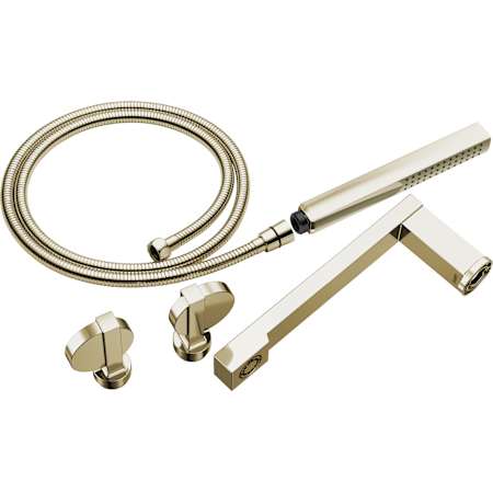 Brizo Frank Lloyd Wright Two Handle Tub Filler Trim Kit with Hand Shower and Lunar Handles - Less Body Assembly and Union Brilliance Polished Nickel