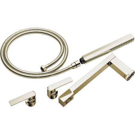 Brizo Frank Lloyd Wright Two Handle Tub Filler Trim Kit with Hand Shower and Gap Lever Handles - Less Body Assembly and Union Brilliance Polished Nickel