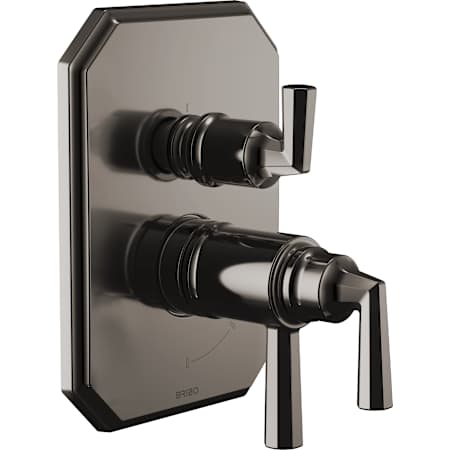 Brizo Beauclere Thermostatic Valve Trim with Integrated Volume Control and 3 Function Diverter for Two Shower Applications - Less Rough-In Brilliance Black Onyx