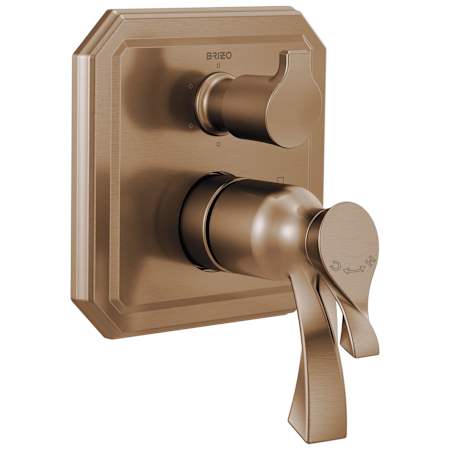 Brizo Virage Thermostatic Valve Trim with Integrated Volume Control and 6 Function Diverter for Three Shower Applications - Less Rough-In Brilliance Brushed Bronze