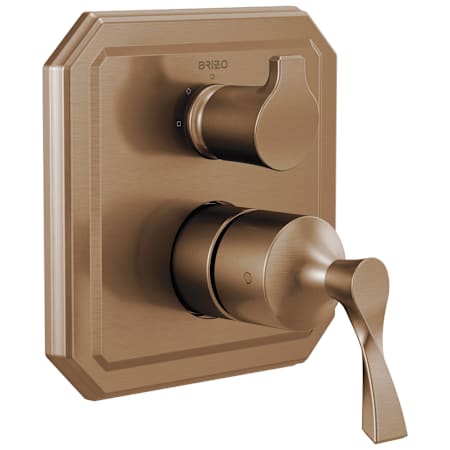 Brizo Virage Pressure Balanced Valve Trim with Integrated 3 Function Diverter for Two Shower Applications - Less Rough-In Brilliance Brushed Bronze