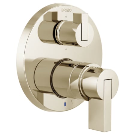 Brizo Litze Pressure Balanced Valve Trim with Integrated 6 Function Diverter for Three Shower Applications - Less Rough-In Brilliance Polished Nickel