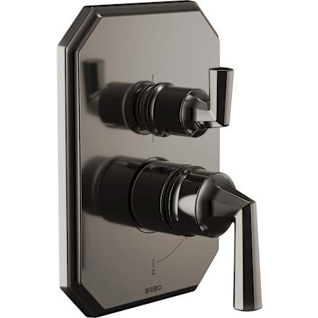 Brizo Beauclere Pressure Balanced Valve Trim with Integrated 6 Function Diverter for Three Shower Applications - Less Rough-In and Handles Brilliance Black Onyx
