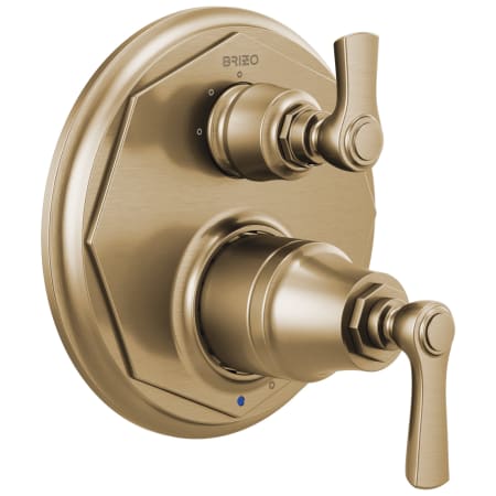 Brizo Rook Pressure Balanced Valve Trim with Integrated 3 Function Diverter for Two Shower Applications - Less Rough-In Luxe Gold