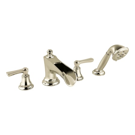 Brizo Rook Deck / Wall Mounted Roman Tub Filler with Built-In Diverter - Includes Hand Shower - Less Handles Brilliance Polished Nickel