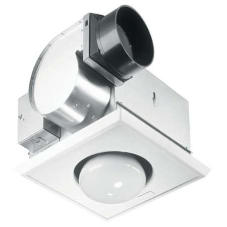Broan 70 CFM One-Bulb Ventilation Fan with Heater and Infrared Light - 4 Sones White