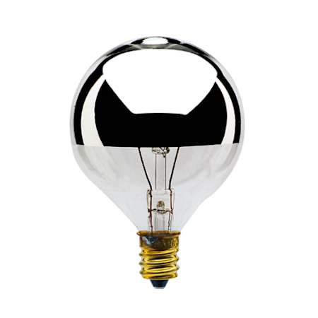 Bulbrite 25 Watt Dimmable G16.5 Candelabra (E12) Incandescent Bulb- 135 Lumens and 2700K Half Mirror