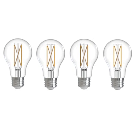 Bulbrite Pack of (4) 7.6 Watt Dimmable A19 Medium (E26) LED Bulbs- 800 Lumens, 2700K, and 80CRI Clear