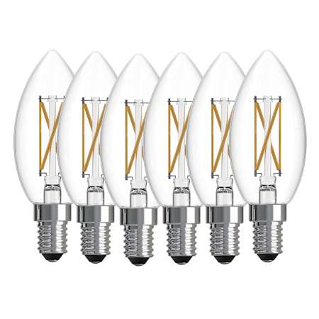 Bulbrite Pack of (6) 4.1 Watt Dimmable B11 Candelabra (E12) LED Bulbs- 400 Lumens, 4000K, and 80CRI Clear