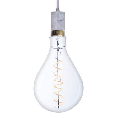 Bulbrite Grand & Pendant 6" Wide LED Mini Pendant with 13" Clear Glass Pear Shaped Bulb Included White / White Fabric Braided Cord