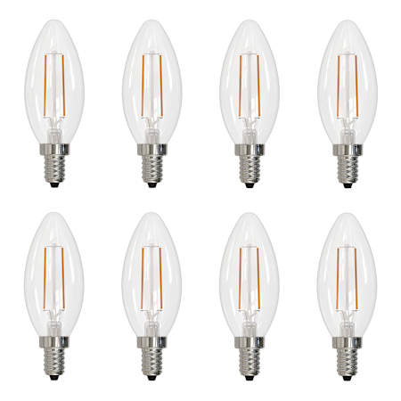 Bulbrite Pack of (8) 4 Watt Dimmable B11 Candelabra (E12) LED Bulbs - 350 Lumens, 2700K, and 80CRI Clear