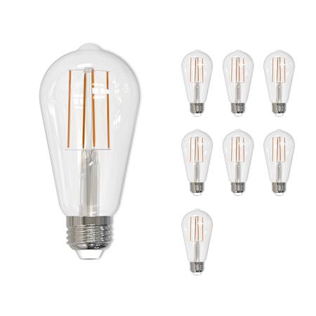 Bulbrite Pack of (8) 7 Watt Vintage Edison Dimmable ST18 Medium (E26) LED Bulbs - 800 Lumens, 4000K, and 80CRI Clear