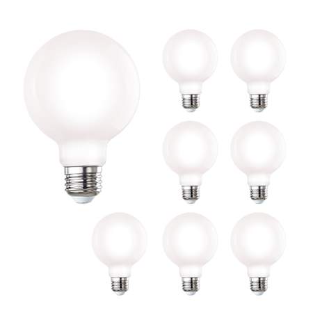 Bulbrite Pack of (8) 7 Watt Dimmable G25 Medium (E26) LED Bulbs - 800 Lumens, 4000K, and 80CRI Milky