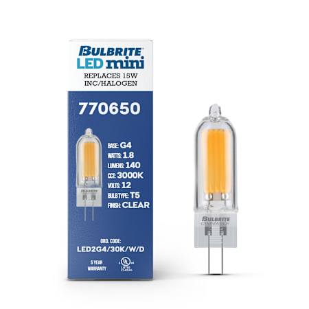 Bulbrite 1.8 Watt Dimmable T5 G4 LED Bulb- 140 Lumens, 3000K, and 90CRI N/A