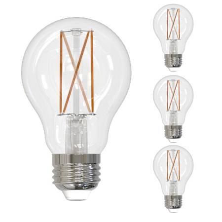 Bulbrite Pack of (4) 7 Watt Dimmable A19 Medium (E26) LED Bulbs- 800 Lumens, 4000K, and 90CRI Clear