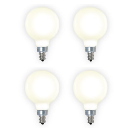 Bulbrite Pack of (4) 4 Watt Dimmable G16 Candelabra (E12) LED Bulbs - 360 Lumens, 3000K, and 90CRI Milky