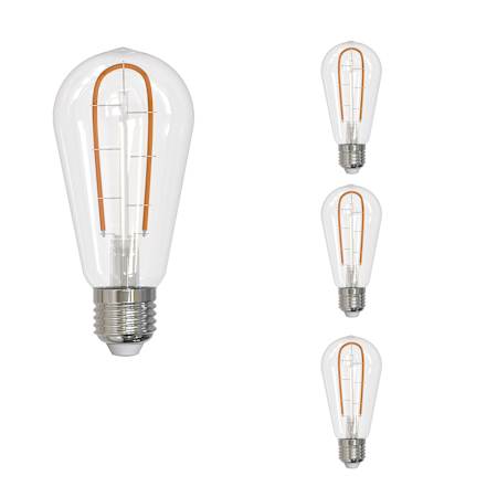 Bulbrite Pack of (4) 3 Watt Vintage Edison Dimmable ST18 Medium (E26) LED Bulbs - 230 Lumens, 2100K, and 80CRI Clear