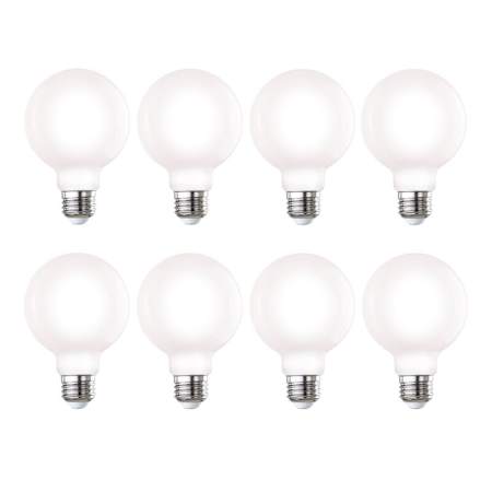 Bulbrite Pack of (8) 7.6 Watt Dimmable G25 Medium (E26) LED Bulbs- 800 Lumens, 3000K, and 80CRI Milky