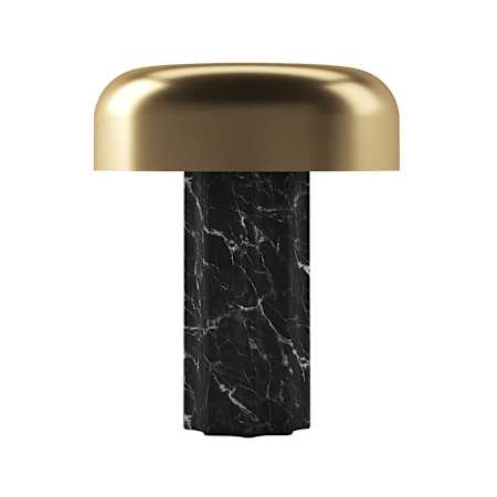 Bulbrite Natural 12" Tall LED Buffet Table Lamp Black Marble / Brushed Brass