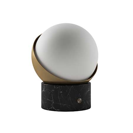 Bulbrite Natural 12" Tall LED Accent Table Lamp Black Marble / Brushed Brass