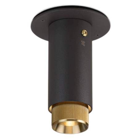 Buster + Punch Exhaust 2-1/3" Wide Flush Mount Luxury Designer Modern Industrial Ceiling Spot Light with Linear Straight Knurl Accent Graphite / Brass