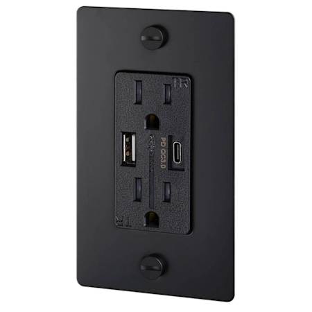 Buster + Punch 15 Ampere Electrical Outlet with USB-A and USB-C Black
