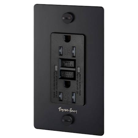 Buster + Punch 15 Ampere GFCI Electrical Outlet with Logo Black