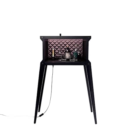 Buster + Punch Popstar 28-1/2" W Modern Luxury Bespoke Free Standing Gin and Cocktail Oak Home Bar Black Oak