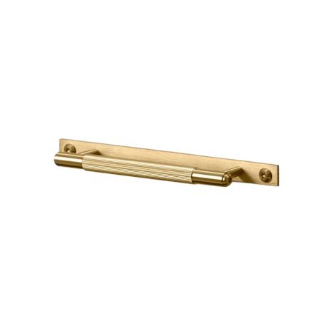 Buster + Punch Linear 4-15/16" Center to Center Luxury Diamond Knurled Solid Brass Cabinet Bar Handle / Drawer Bar Pull with Backplate Brass