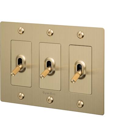 Buster + Punch US Electricity - Linear - Modern Luxury Industrial Bespoke 3 Gang On Off Toggle Power Switch - No Insignia Brass