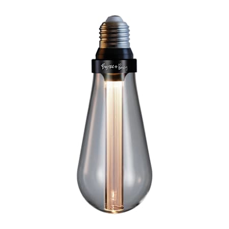 Buster + Punch 2 Watt Medium (E26) Teardrop Smoked Vintage Designer LED Bulb - 75, 100, 120 Lumens- 2500K, 2600K, and 2700K Color Temperature Crystal