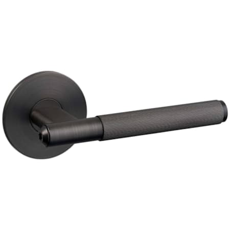 Buster + Punch Linear Knurled Passage Door Lever Set with Round Rose Smoked Bronze