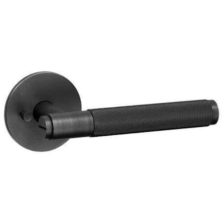 Buster + Punch Cross - Luxury Designer Diamond Knurled Solid Brass Privacy Door Lever Handle Set with Round Rose for 2-3/8" Backset Smoked Bronze