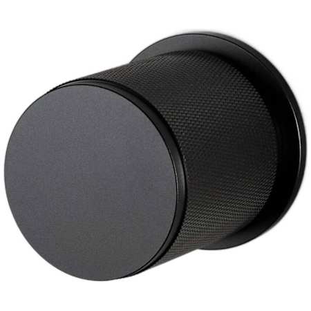 Buster + Punch Cross Passage Door Knob Set with Round Rose and 2-3/8" Backset Black