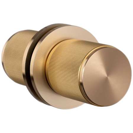 Buster + Punch Linear - Bespoke Industrial Luxury Solid Brass Passage Door Knob Set with Round Rose, Straight Knurl Knob and 3-3/4" Backset Brass