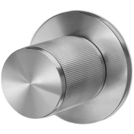 Buster + Punch Linear - Bespoke Luxury Industrial Straight Knurl Solid Stainless Steel Passage Door Knob Set with 2-3/8" Backset Steel