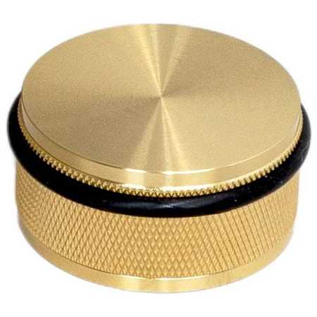 Buster + Punch Cross 2" Wide Round 1" Tall Floor Mounted Luxury Designer Diamond Knurled Solid Brass Puck Door Bumper Stop with Rubber Bumper Ring Brass