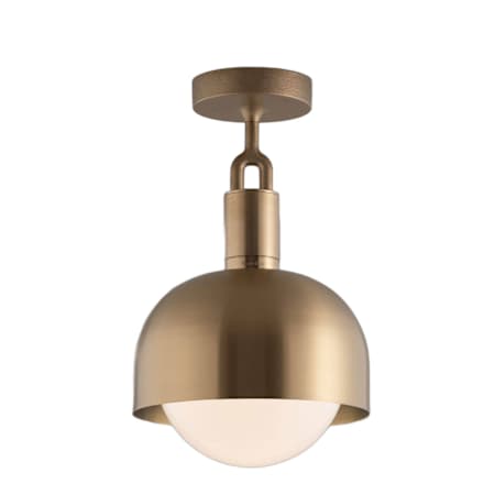 Buster + Punch Forked 10" Wide LED Semi-Flush Globe Ceiling Fixture Brass / Opal
