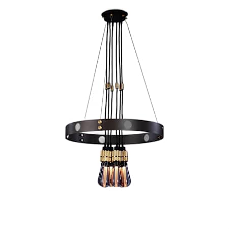 Buster + Punch Hero 6 Light 23" Wide Ring Chandelier Brass / Graphite
