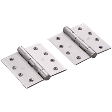 Buster + Punch Pair of (2) - 4" x 4" Designer Ball Bearing Butt Square Corner Mortise Arc Hole Pattern Premium Door Hinges with Insignia Steel