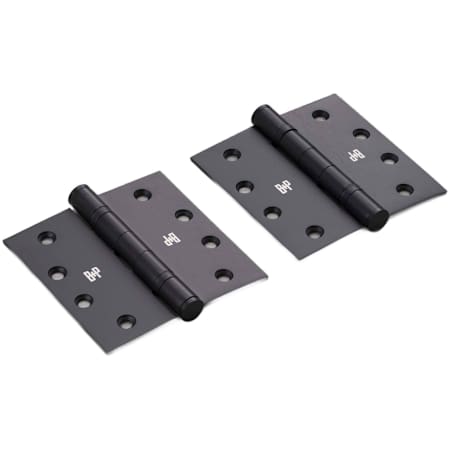 Buster + Punch Pair of (2) - 4" x 4" Designer Ball Bearing Butt Square Corner Mortise Arc Hole Pattern Premium Door Hinges with Insignia Welders Black