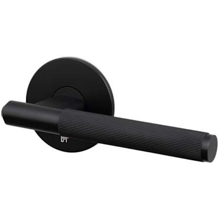 Buster + Punch Linear Luxury Industrial Passage Door Straight Knurled Reversible Lever Set with Round Rose - 2-3/8" Backset Welders Black